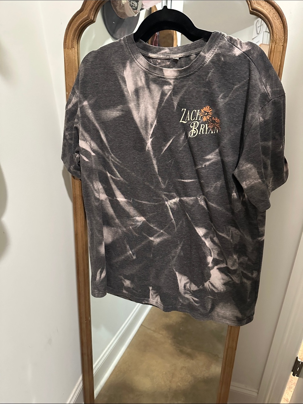 Zach Bryan Tie-Dye Graphic Tee - Charcoal & Light Gray medium